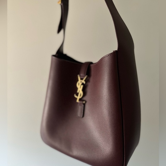 Yves Saint Laurent Burgundy Hobo Bag with Gold Accents le 5 a 7 small - Picture 2 of 8